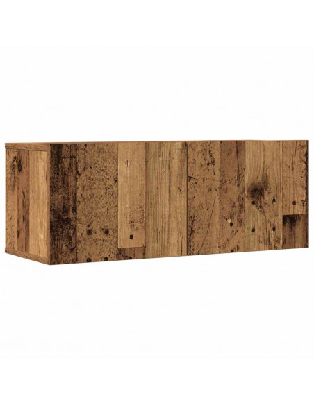 Set Mobile TV 4 pz Montato a Parete Legno Antico in Truciolato