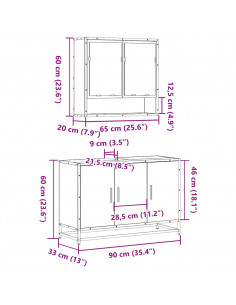 Set Mobili da Bagno 2 pz Rovere Marrone in Legno Multistrato