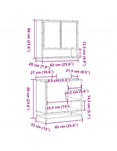 Set Mobili da Bagno 2 pz Rovere Marrone in Legno Multistrato