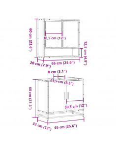 Set Mobili da Bagno 2 pz Rovere Marrone in Legno Multistrato