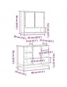 Set Mobili da Bagno 2 pz Rovere Marrone in Legno Multistrato