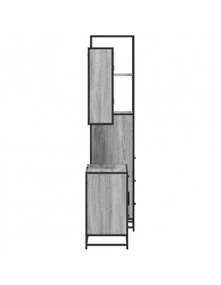 Set Mobili da Bagno 3 pz Grigio Sonoma in Legno Multistrato