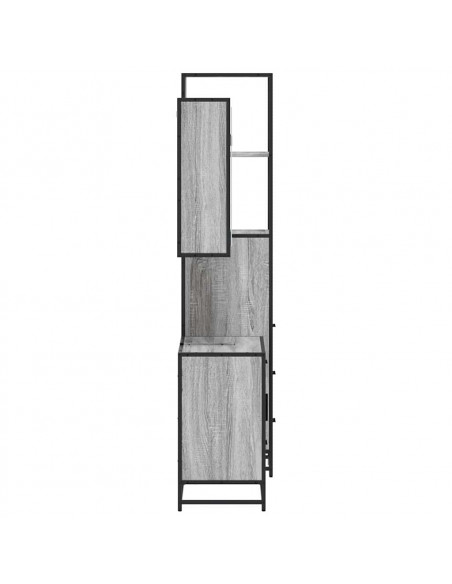 Set Mobili da Bagno 3 pz Grigio Sonoma in Legno Multistrato