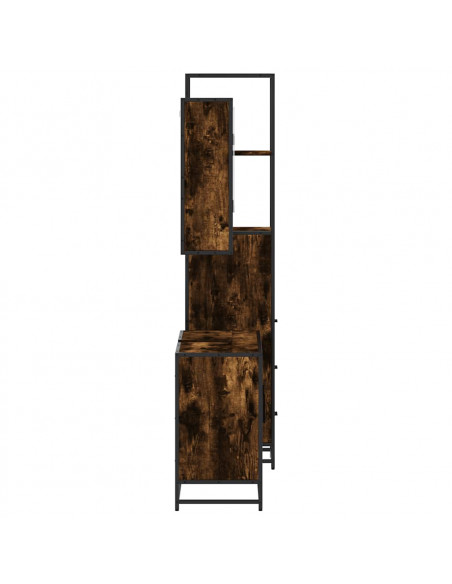 Set Mobili da Bagno 3 pz Rovere Fumo in Legno Multistrato