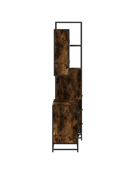 Set Mobili da Bagno 3 pz Rovere Fumo in Legno Multistrato