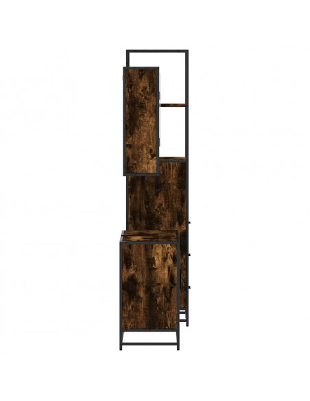 Set Mobili da Bagno 3 pz Rovere Fumo in Legno Multistrato