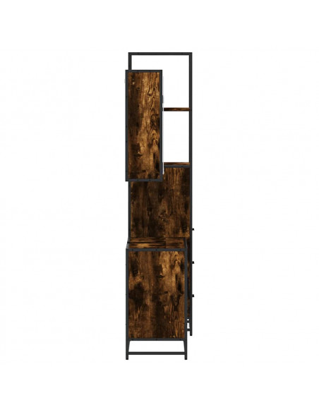 Set Mobili da Bagno 3 pz Rovere Fumo in Legno Multistrato