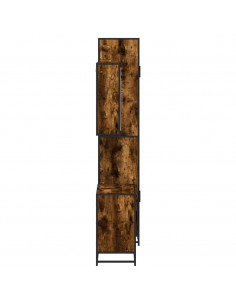 Set Mobili da Bagno 3 pz Rovere Fumo in Legno Multistrato