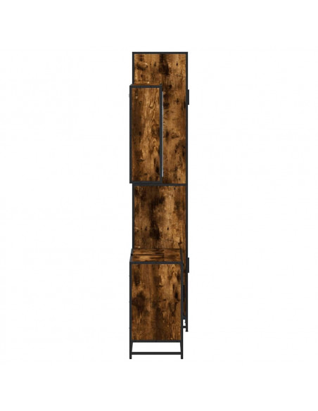 Set Mobili da Bagno 3 pz Rovere Fumo in Legno Multistrato