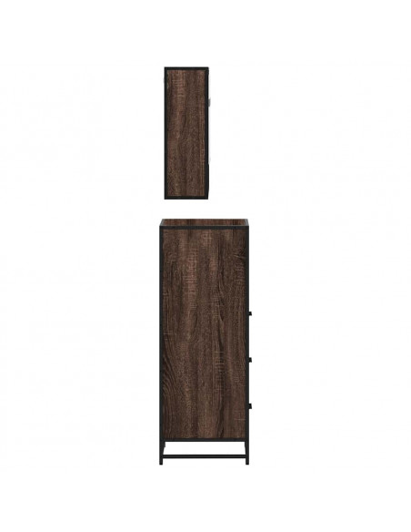 Set Mobili da Bagno 3 pz Rovere Marrone in Legno Multistrato
