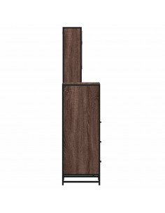 Set Mobili da Bagno 3 pz Rovere Marrone in Legno Multistrato