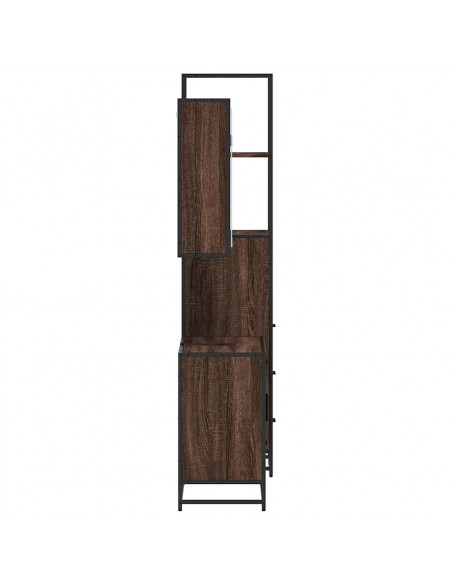 Set Mobili da Bagno 3 pz Rovere Marrone in Legno Multistrato