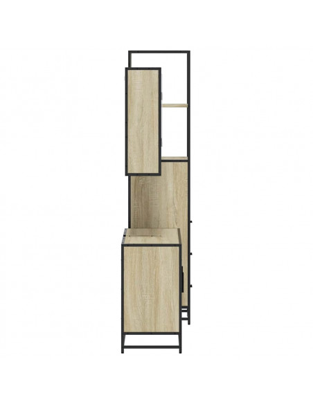 Set Mobili da Bagno 3 pz Rovere Sonoma in Legno Multistrato