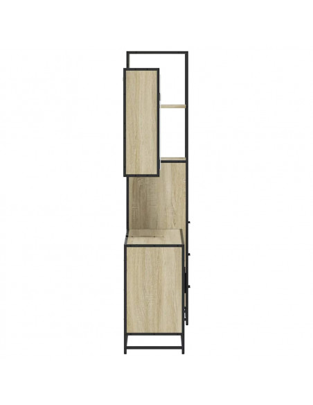 Set Mobili da Bagno 3 pz Rovere Sonoma in Legno Multistrato