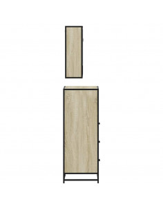 Set Mobili da Bagno 3 pz Rovere Sonoma in Legno Multistrato