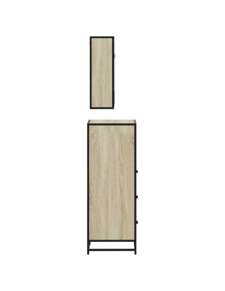 Set Mobili da Bagno 3 pz Rovere Sonoma in Legno Multistrato