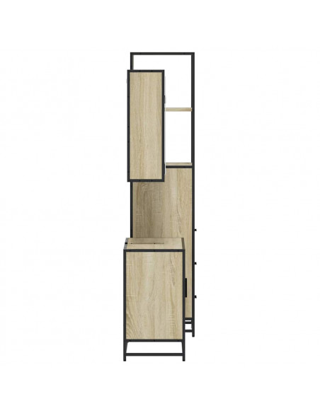Set Mobili da Bagno 3 pz Rovere Sonoma in Legno Multistrato