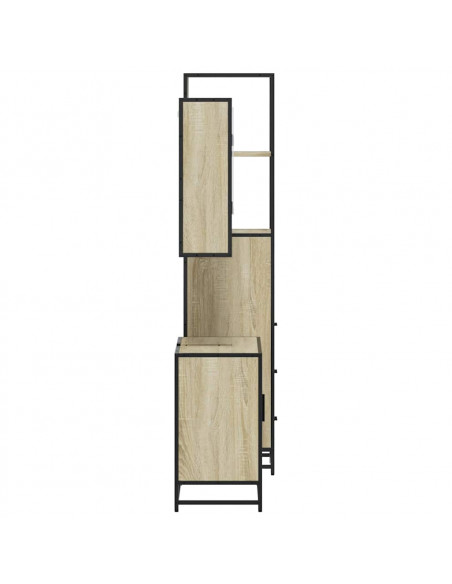 Set Mobili da Bagno 3 pz Rovere Sonoma in Legno Multistrato