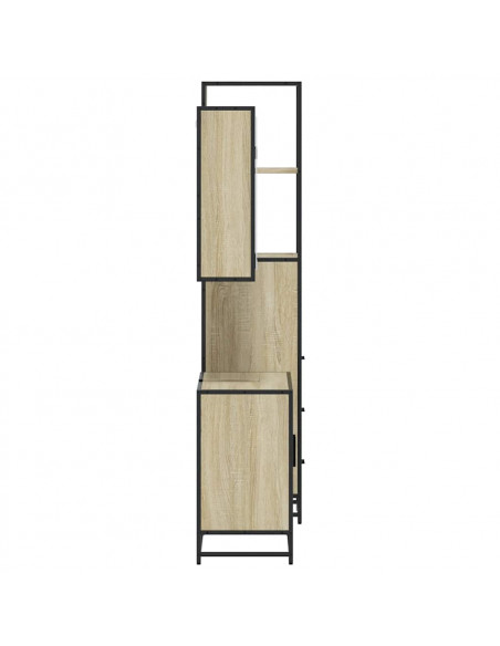 Set Mobili da Bagno 3 pz Rovere Sonoma in Legno Multistrato