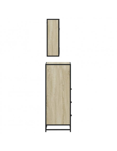 Set Mobili da Bagno 3 pz Rovere Sonoma in Legno Multistrato
