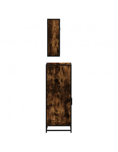 Set Mobili da Bagno 3 pz Rovere Fumo in Legno Multistrato