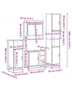 Set Mobili da Bagno 4 pz Rovere Sonoma in Legno Multistrato