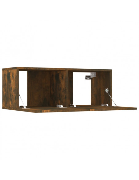 Set Mobili Porta TV 8pz Rovere Fumo in Legno Multistrato