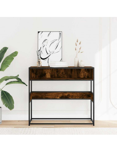 Tavolino Consolle Rovere Fumo 90x35x80 cm in Legno Multistrato