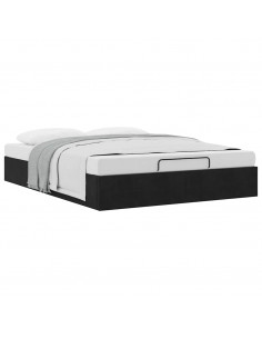 Struttura Letto Pouf senza Materasso Nero 140x190 cm in Velluto 2