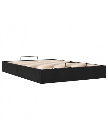 Struttura Letto Pouf senza Materasso Nero 140x190 cm in Velluto