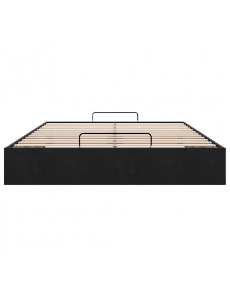 Struttura Letto Pouf senza Materasso Nero 140x190 cm in Velluto