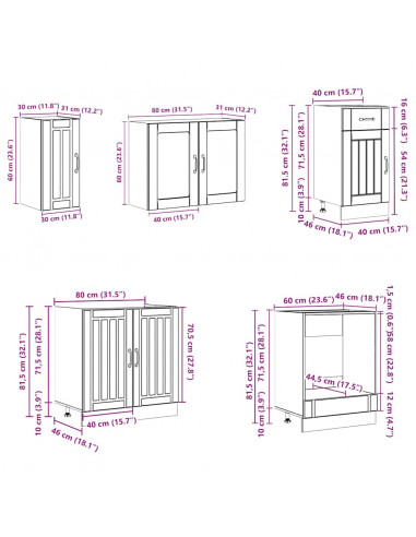 Set Mobili da Cucina 8 pz Kalmar Bianco Legno Multistrato
