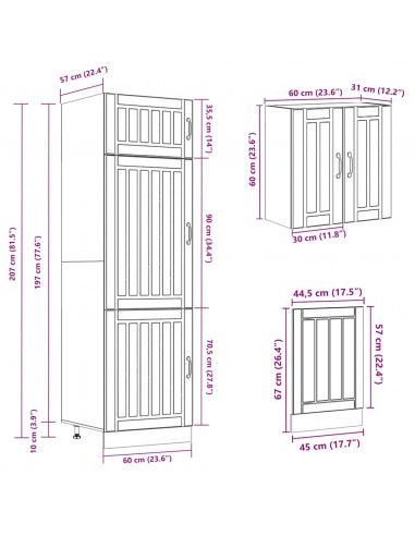 Set Mobili da Cucina 8 pz Kalmar Bianco Legno Multistrato
