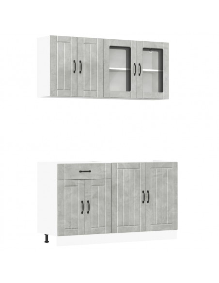 Set Mobili da Cucina 4 pz Kalmar Grigio Cemento in Truciolato