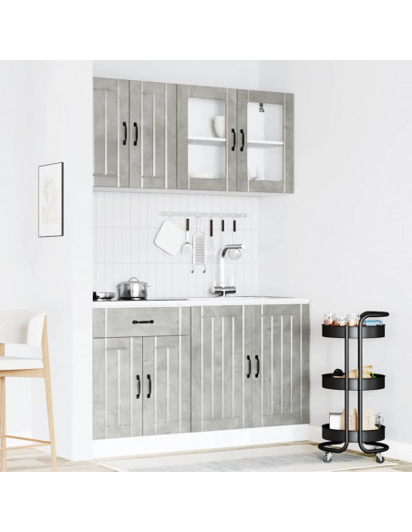 Set Mobili da Cucina 4 pz Kalmar Grigio Cemento in Truciolato