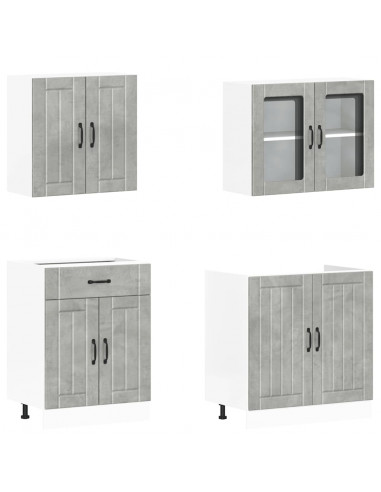Set Mobili da Cucina 4 pz Kalmar Grigio Cemento in Truciolato