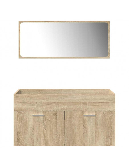 Set Mobili da Bagno 5 pz Rovere Sonoma in Legno Multistrato