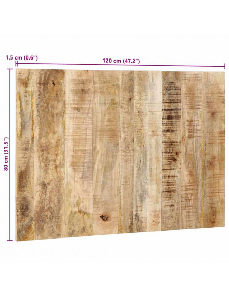 Testiera 120 cm in Legno Massello di Mango Grezzo