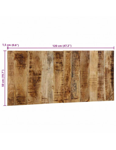 Testiera 120 cm in Legno Massello di Mango Grezzo