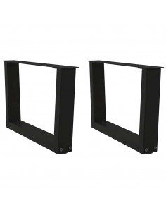 Gambe per Tavolo da Pranzo a V 2 pz Nero 60x(30-31,3)cm Acciaio 2