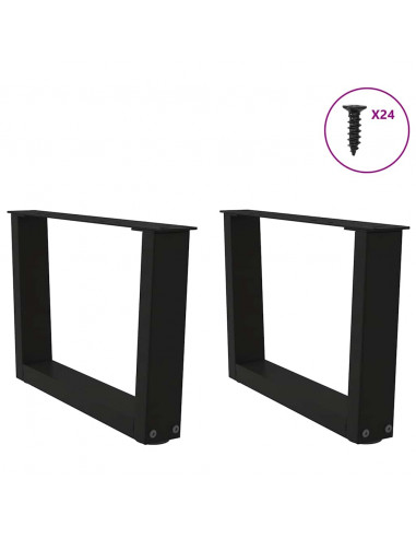 Gambe per Tavolo da Pranzo a V 2 pz Nero 60x(30-31,3)cm Acciaio