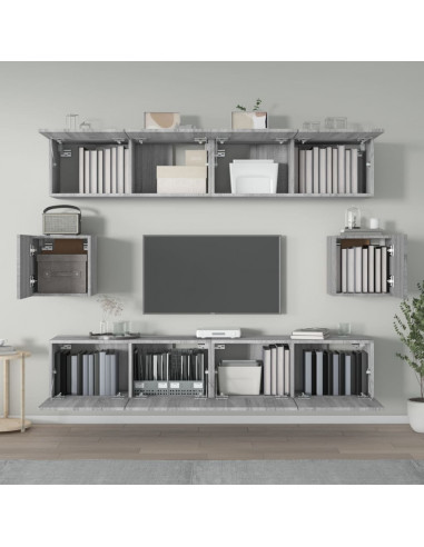 Set di Mobili Porta TV 6 pz Grigio Sonoma in Legno Multistrato