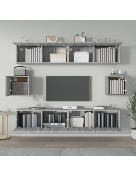 Set di Mobili Porta TV 6 pz Grigio Sonoma in Legno Multistrato