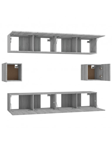 Set di Mobili Porta TV 6 pz Grigio Sonoma in Legno Multistrato