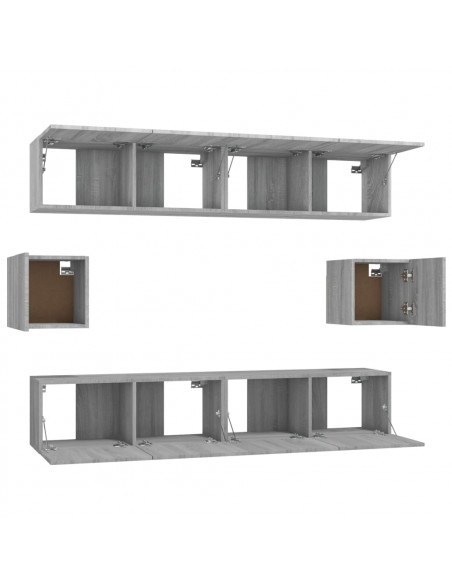 Set di Mobili Porta TV 6 pz Grigio Sonoma in Legno Multistrato
