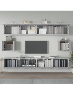 Set di Mobili Porta TV 6 pz Grigio Sonoma in Legno Multistrato 2