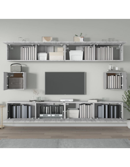 Set di Mobili Porta TV 6 pz Grigio Sonoma in Legno Multistrato