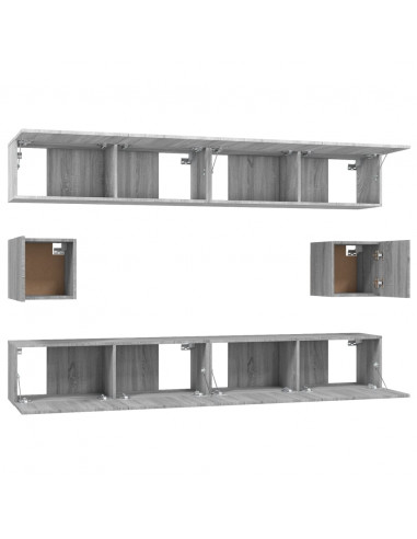 Set di Mobili Porta TV 6 pz Grigio Sonoma in Legno Multistrato
