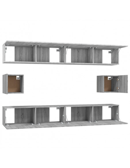 Set di Mobili Porta TV 6 pz Grigio Sonoma in Legno Multistrato