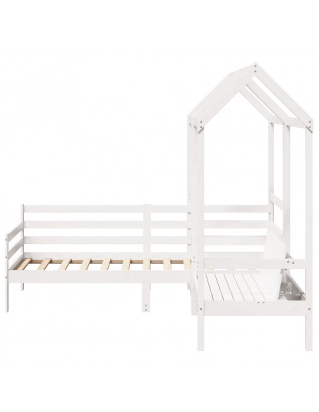 Set Dormeuse e Panca con Tetto Bianco 90x200cm Massello Pino
